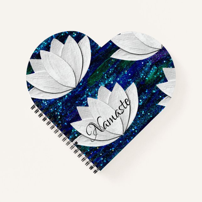 Namaste Lotus Blume Herzform Notebook Notizbuch (Vorderseite)