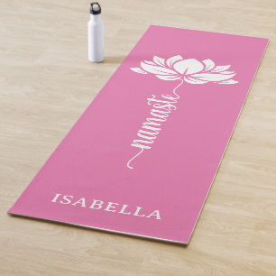 Namaste Lotus Blume Moderne rosa Individuelle Name Yogamatte