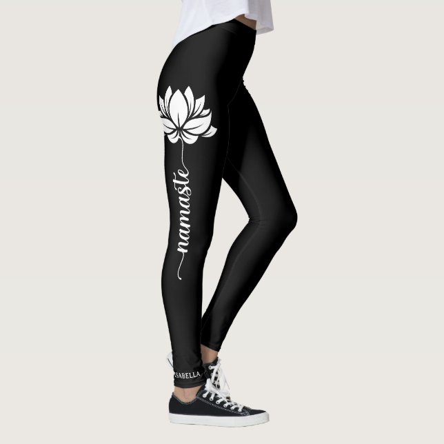 Namaste Lotus Blume Moderner Personalisierter Name Leggings (Rechts)