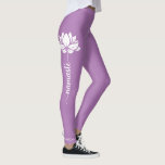 Namaste Lotus Blume Moderner Personalisierter Name Leggings<br><div class="desc">Namaste Lotus Blume Moderne Personalisierte Name Sport Fitness Yoga Leggings verfügt über eine Lotus-Blume mit dem Text "namaste" in modernen handgeschriebenen Kalligrafieschrift und personalisiert mit Ihrem Namen. Das perfekte Geschenk zum Geburtstag,  Weihnachten,  Muttertag,  Freunde,  Yogafreunde,  Fitness und Sport. Entworfen von © Evco Studio www.zazzle.com/store/evcostudio</div>