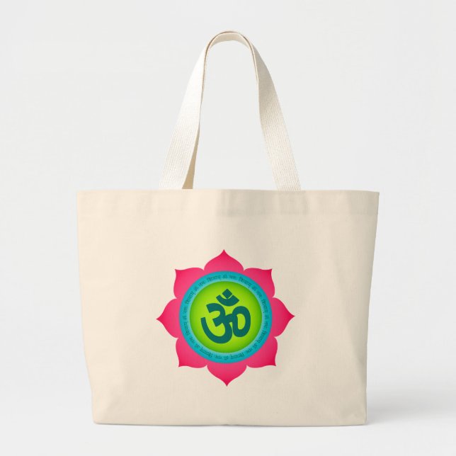 Namaste Lotus Blume Om Yoga Jumbo Stoffbeutel (Vorne)