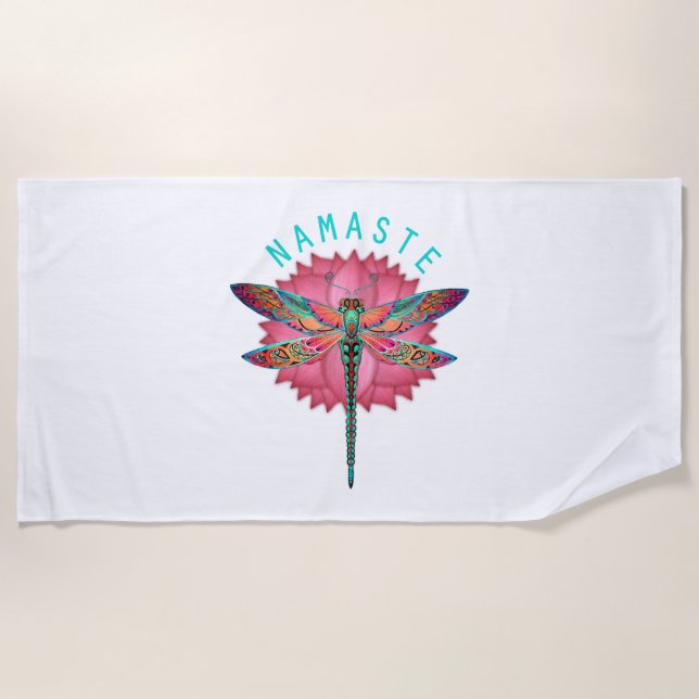 Namaste Lotus Dragonfly Yoga Strandtuch (Vorderseite)