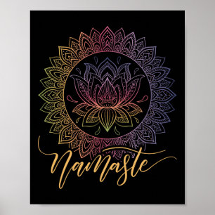 Namaste Mandala Lotusblumen Yoga Kunst Poster