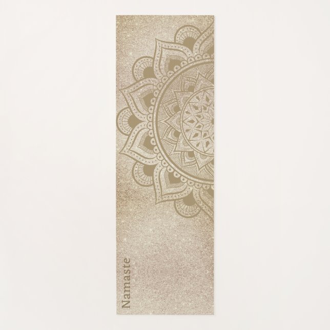 Namaste Mandala Om Gold Glitzer Studio Übung Yogamatte (Vorderseite)