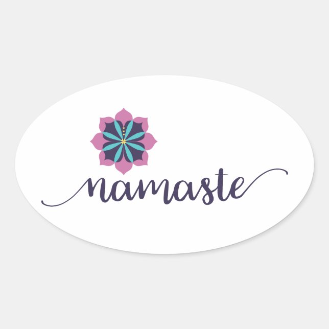 Namaste Mandala Ovaler Aufkleber (Vorderseite)