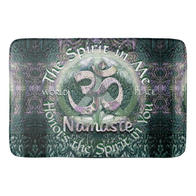 Namaste Mandala-Weltfrieden Badematte (Vorderseite)