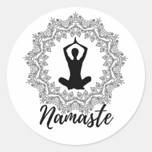 Namaste Mandala-Yoga-Aufkleber Runder Aufkleber