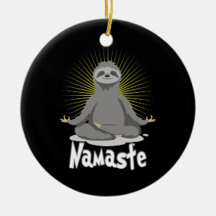 Namaste Meditating Yoga Sloth Keramik Ornament