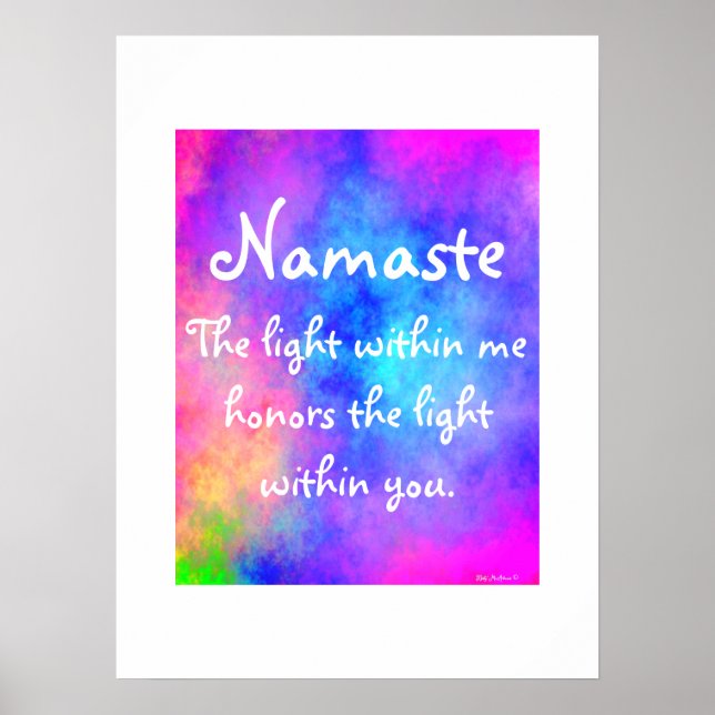 Namaste Meditation Yoga Bright Farbige Wasserfarbe Poster (Vorne)