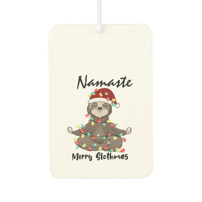 Namaste Merry Slothmas Verangled Autolufterfrischer (Vorderseite)