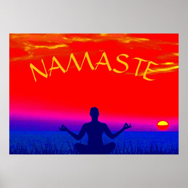 Namaste Mindfulness Meditation und Yoga Zen Sunset Poster (Vorne)