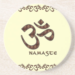 Namaste mit OM-Symbol Brown und Creme Getränkeuntersetzer