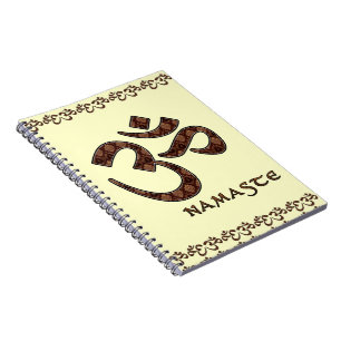 Namaste mit OM-Symbol Brown und Creme Notizblock