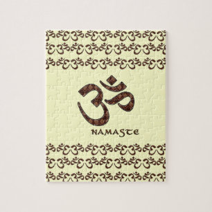 Namaste mit OM-Symbol Brown und Creme Puzzle