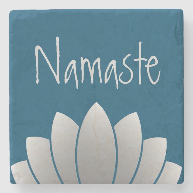 Namaste Modern Lotus Floral Steinuntersetzer (Vorderseite)