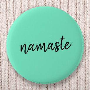 Namaste Neo Mint Green Modern Yoga Spiritual Button