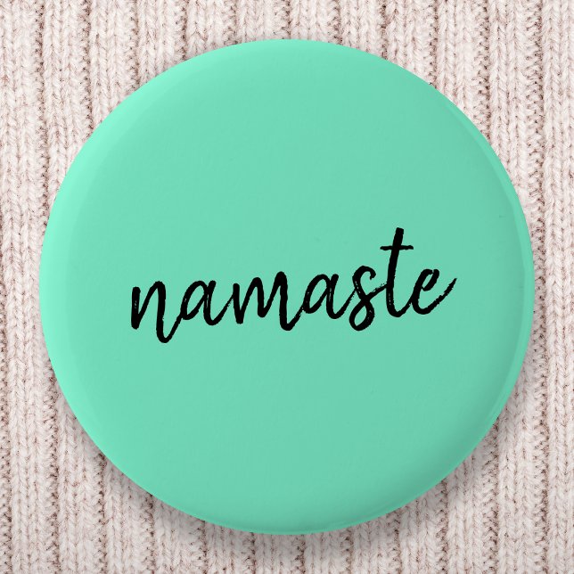 Namaste | Neo Mint Green Modern Yoga Spiritual Button (Von Creator hochgeladen)