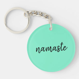 Namaste   Neo Mint Green Modern Yoga Spiritual Schlüsselanhänger