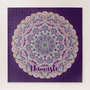 Namaste niedlicher rosa und lila Blumenmandala Puzzle