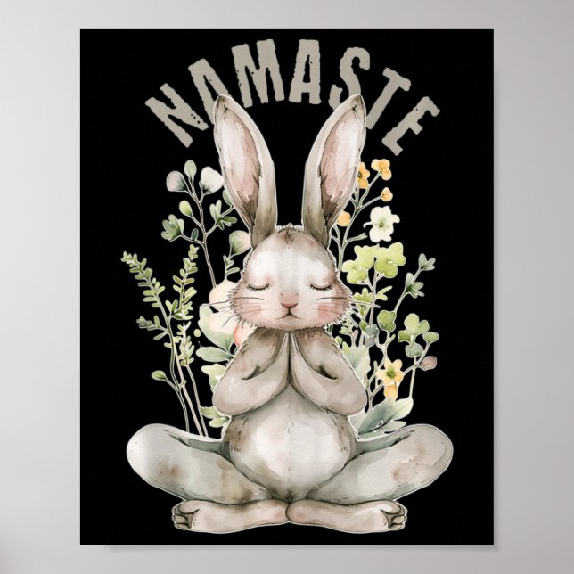 Namaste Oaster Rabbit Zen Yoga Inner Peace Spiritu Poster (Vorne)
