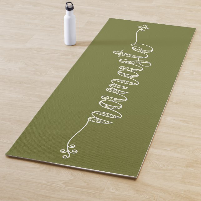 Namaste Olive Green Whimsical Script-Fitness Yogamatte (Beispiel)