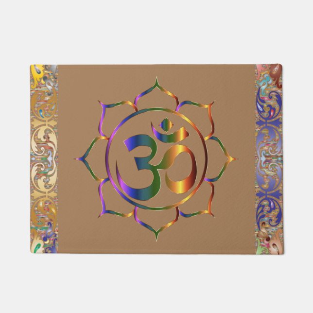 Namaste Om Lotus Rainbow Vintag Doormat Fußmatte (Vorderseite)