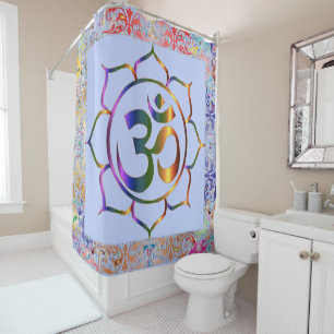 Namaste Om Lotus Rainbow Vintag Duschvorhang