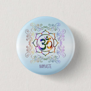 Namaste Om (Om) Lotus Prismatisch Ornamental Button