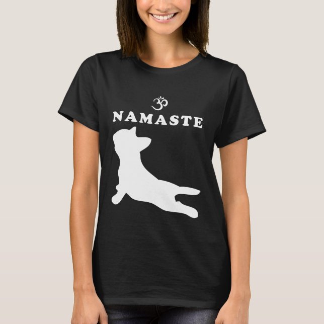 Namaste Om Symbol Französischer Bulldog-Yoga für F T-Shirt (Vorderseite)