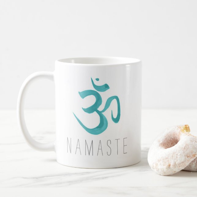 Namaste Om Symbol Yoga Mediation Kaffeetasse (Mit Donut)