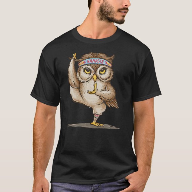 Namaste Owl Yoga Pose Funny Animal Design T-Shirt (Vorderseite)