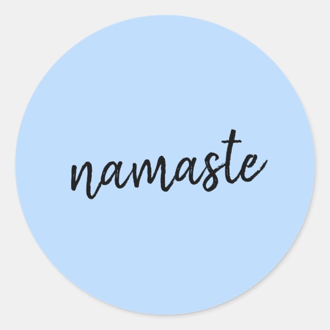 Namasté | Pastel Blue Yoga Spirituelle Salutation Runder Aufkleber (Vorderseite)