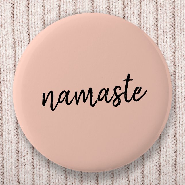 Namaste Peachy Pink Modern Yoga Meditation Button (Von Creator hochgeladen)