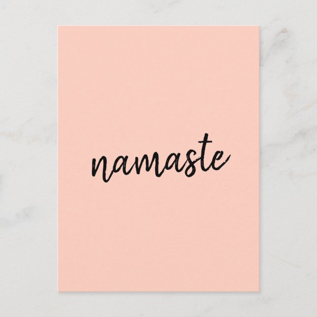 Namaste Peachy Pink Modern Yoga Meditation Postkarte (Vorderseite)