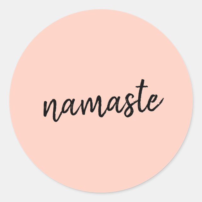 Namaste Peachy Pink Modern Yoga Meditation Runder Aufkleber (Vorderseite)