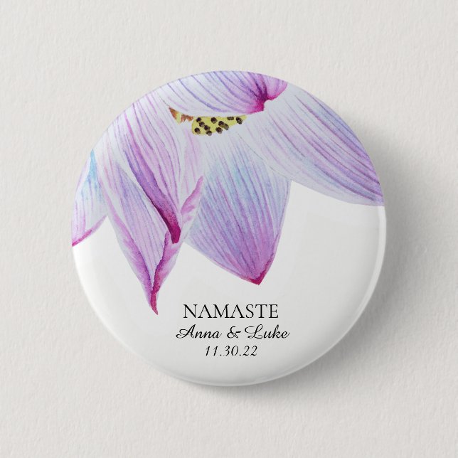 *~* Namaste Pink Blue Magenta Lotus Button (Vorderseite)