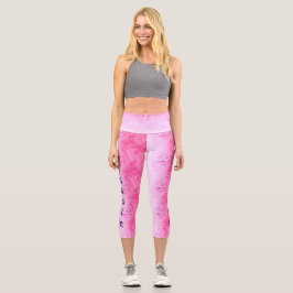Namaste Print Hot Pink Lila Modern Simple Yoga Capri Leggings