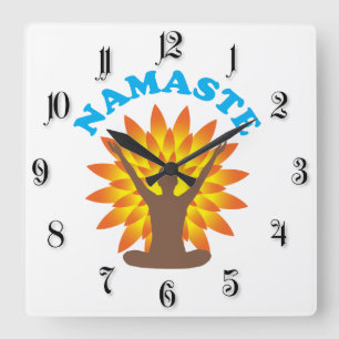 Namaste Quadratische Wanduhr