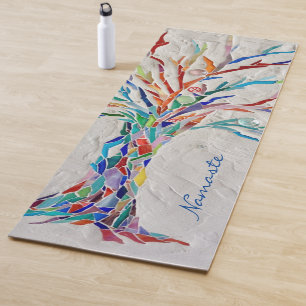 Namaste Rainbow Colors Mosaic Tree Yoga Mat Yogamatte
