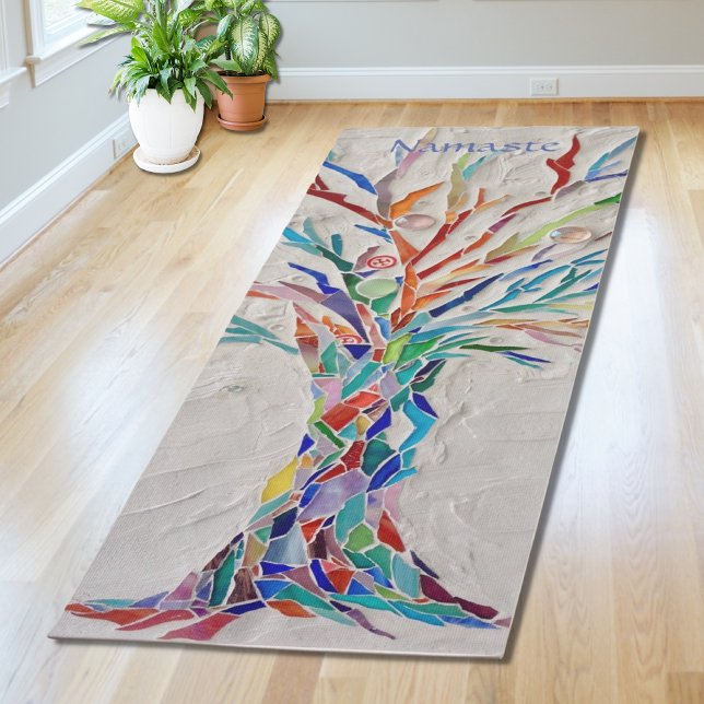 Namaste Rainbow Colors Mosaic Tree Yogamatte (Von Creator hochgeladen)