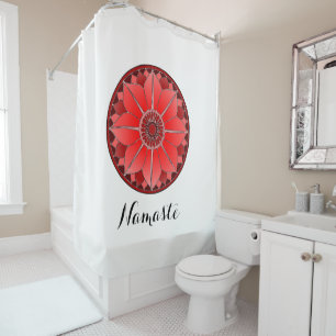 NAMASTE Red Lotus Mandala New Age Personalisiert Duschvorhang