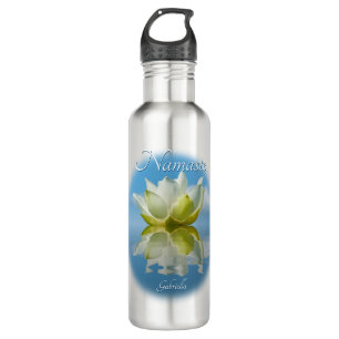 Namaste Reflection Lotus Blume & Name Yoga Edelstahlflasche
