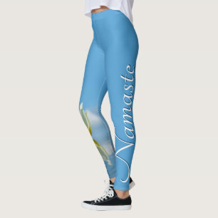 Namaste Reflektion Lotus Blume Sky Blue Yoga Leggings