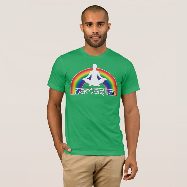 Namaste Regenbogen-Absichten T-Shirt (Vorne ganz)