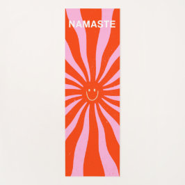 Namaste Retro Sun Abstrakt Orange Pink  Yogamatte