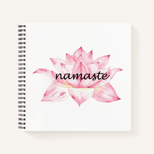Namaste, rosa Lotus-Blume Notizbuch (Vorderseite)