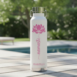 Namaste Rosa Lotusblume Moderne Personalisierte Na Trinkflasche