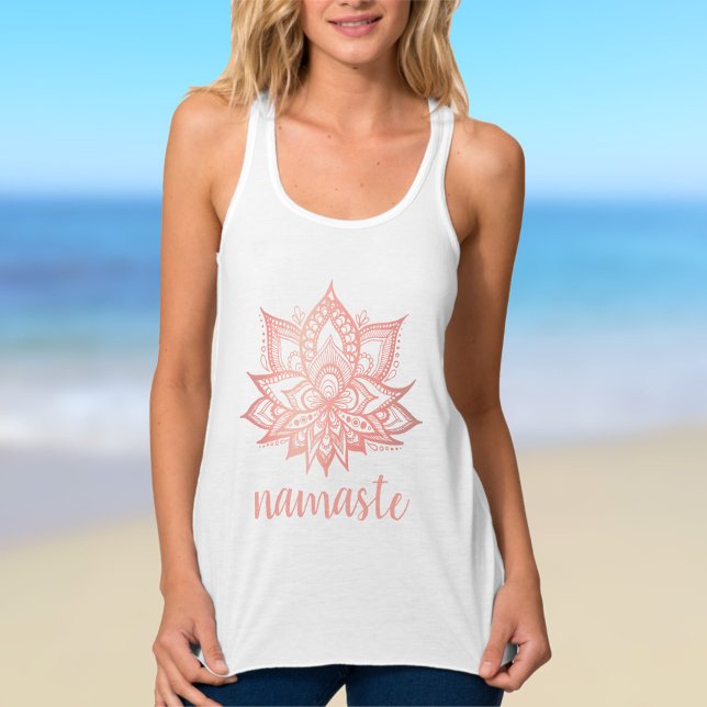 Namaste Rose Gold Lotus Blume Yoga Tank Top (Von Creator hochgeladen)
