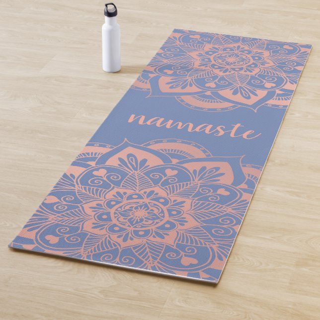 Namaste Rose Gold Mandala Blume Blau Yogamatte (Beispiel)