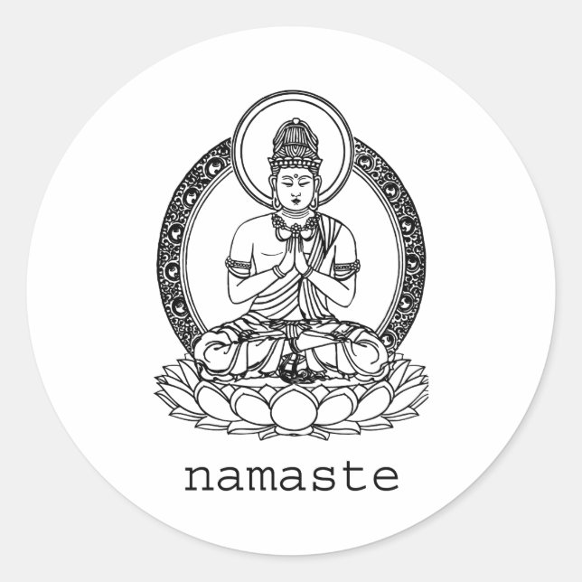 Namaste Runder Aufkleber (Vorderseite)